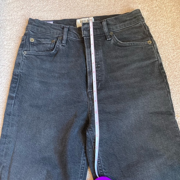 AGOLDE Nico High Rise Slim Fit Jeans Virtue in Dark wash Gray black Button Fly - Picture 10 of 13